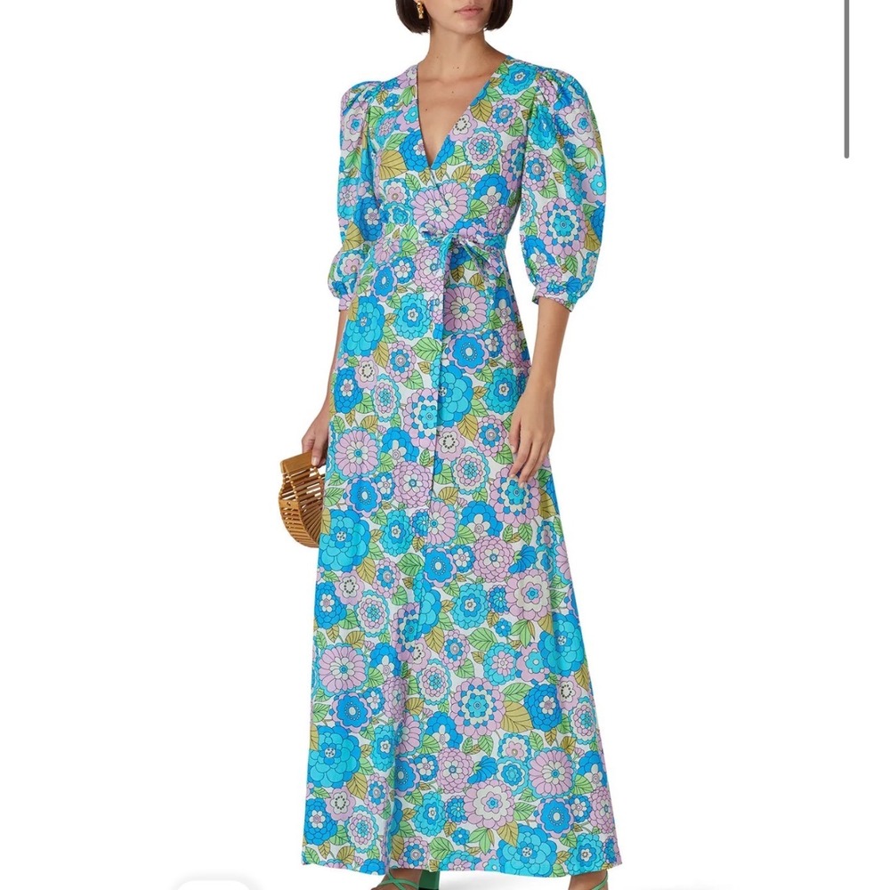 Dodo Bar Or Printed Floral Kate Maxi Wrap Dress Boho Retro XS‎